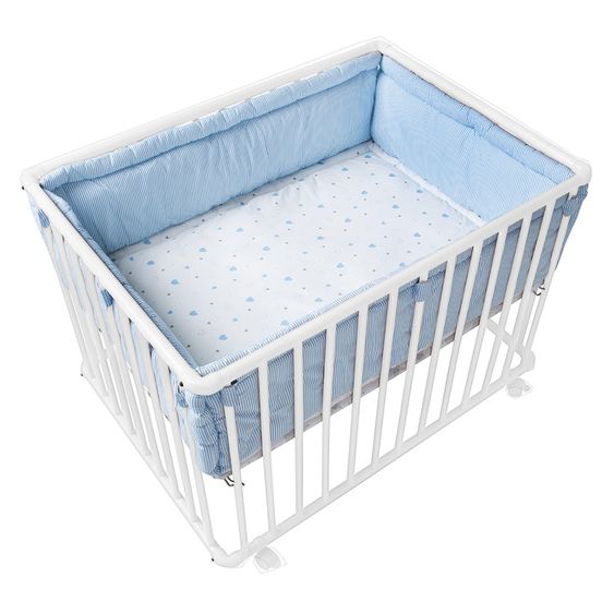 Schardt Playpen Basic White incl. insert 75 x 100 cm - hearts - light blue