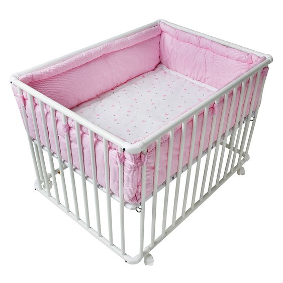 Schardt Laufgitter Basic Weiß inkl. Einlage 75 x 100 cm - Herzchen - Rosa