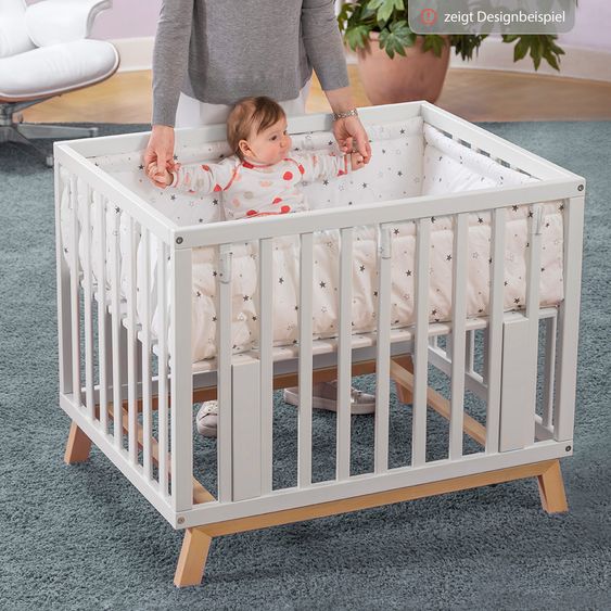 Schardt Playpen Holly White 75 x 97 cm - Star - Grey