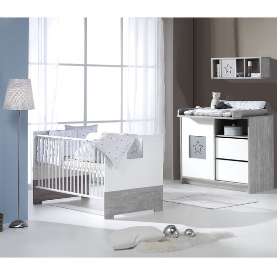 Schardt Sparset Kinderzimmer Eco Star 14-tlg. inkl. Textilkollektion Sternchen Grau