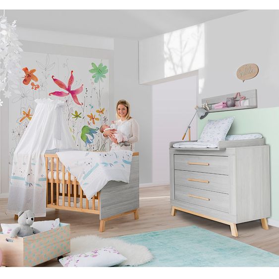 Schardt Cameretta per bambini Miami Grey con lettino e fasciatoio -