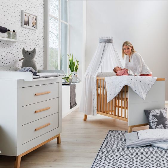 Schardt Sparset Kinderzimmer Miami White 15-tlg. Inkl. Textilkollektion Sternchen grau -