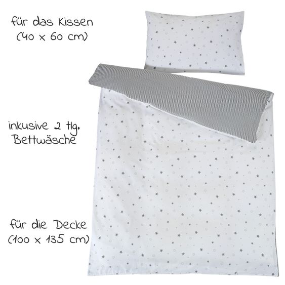 Schardt Sparset Kinderzimmer Miami White 15-tlg. Inkl. Textilkollektion Sternchen grau -