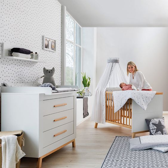 Schardt Sparset Kinderzimmer Miami White mit Bett und Wickelkommode -