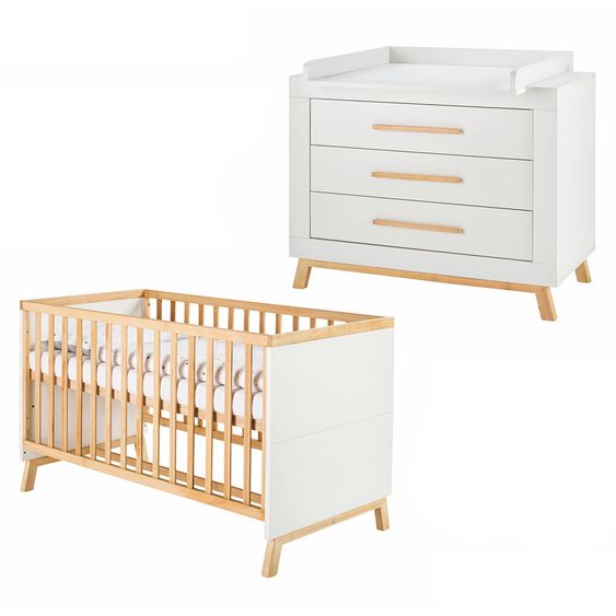 Schardt Sparset Kinderzimmer Miami White mit Bett und Wickelkommode -