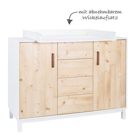 Schardt Sparset Kinderzimmer Timber Pinie mit Bett und Wickelkommode