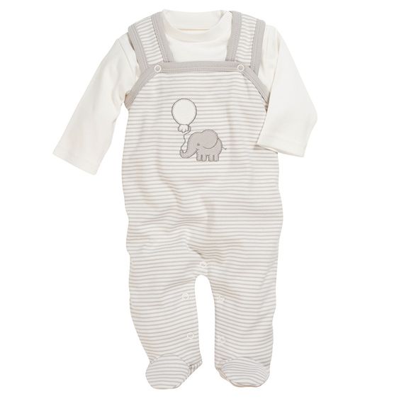 Schnizler 2-tlg. Set Interlock Strampler + Langarmshirt - Ringel Grau - Gr. 50