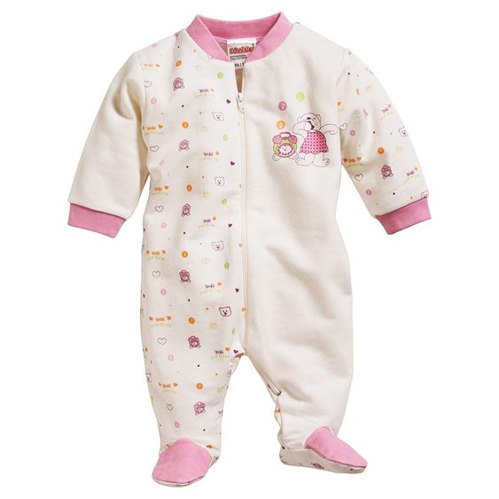 Schnizler Schlafanzug Einteiler - Bär Offwhite Rosa - Gr. 56