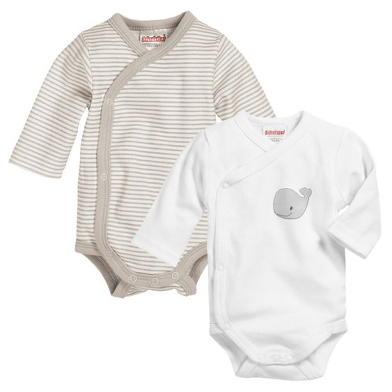 Schnizler Wickelbody Langarm 2er Pack - Wal Natur - Gr. 50