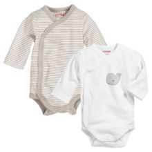 Wickelbody Langarm 2er Pack - Wal Natur - Gr. 56