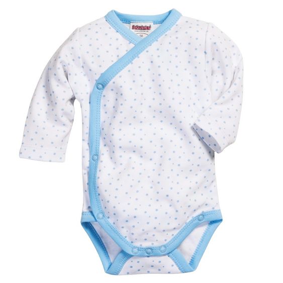 Schnizler Wickelbody Langarm - Sternchen Blau - Gr. 50