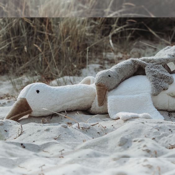 Senger Peluche con cuscino termico / cuscino per l'allattamento d'oca grande 80 cm - in cotone organico GOTS con imbottitura in pula di farro - bianco