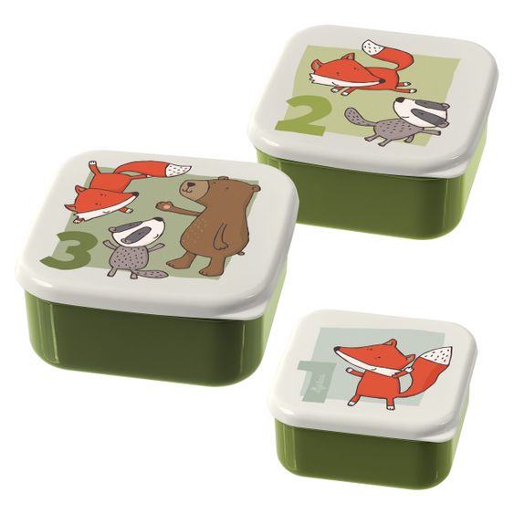 sigikid 3-tlg. Snackboxen-Set - Wald-Tiere - Grün