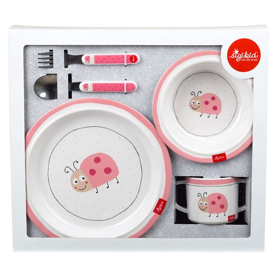 sigikid Set di stoviglie antiscivolo da 5 pezzi - coccinelle