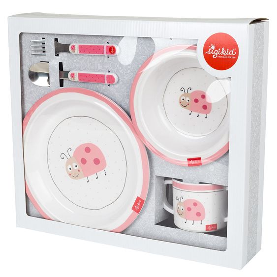 sigikid Set di stoviglie antiscivolo da 5 pezzi - coccinelle