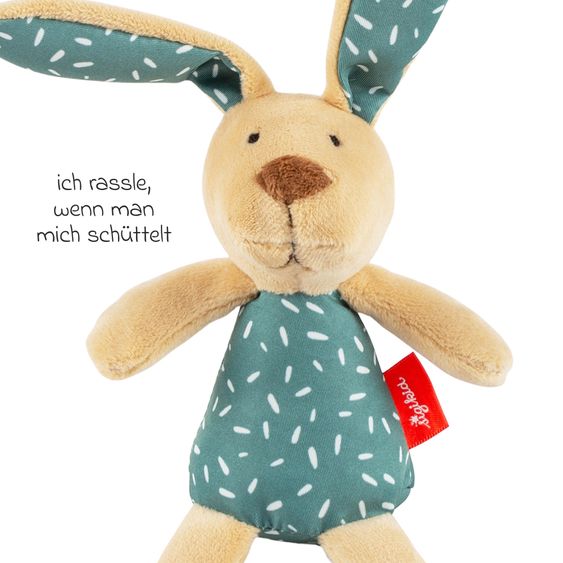 sigikid Grasping toy with rattle 13 cm - Bunny - Petrol
