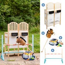 Set Hobby Horsing 10 pz. con cavallo a dondolo, stalla, ostacolo e set per pulizia e cura - Braun / Bunt