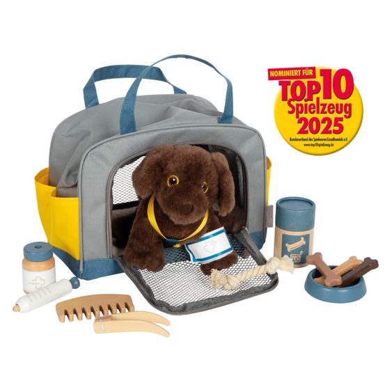 small foot 14-tlg. Pflege-Set für Hunde mit Tasche, Hundebaby und viel Zubehör - Grau
