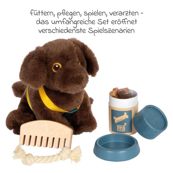 small foot Set De Soin 14 Pièces Pour Chiens Avec Sac, Bébé Chien Et Beaucoup D’Accessoires - Gris