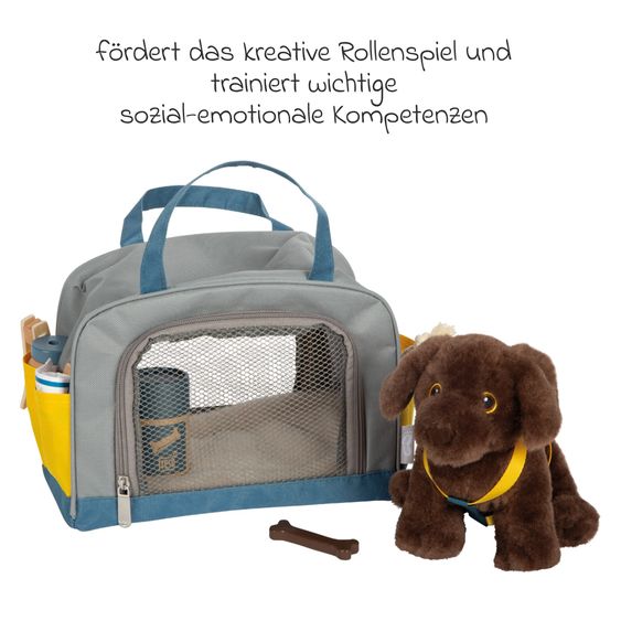 small foot Set De Soin 14 Pièces Pour Chiens Avec Sac, Bébé Chien Et Beaucoup D’Accessoires - Gris
