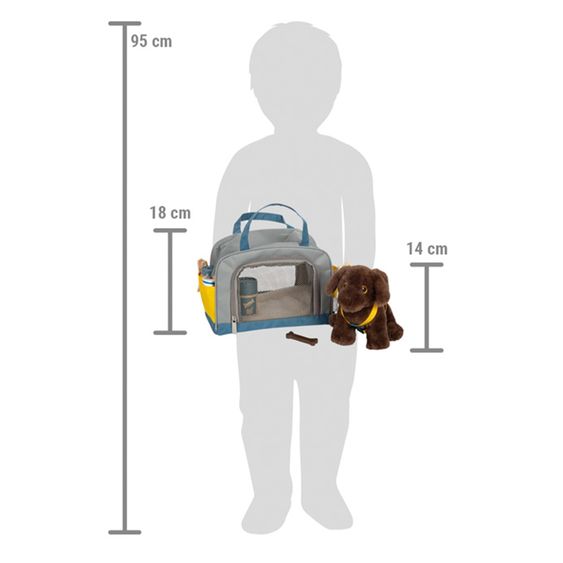 small foot Set De Soin 14 Pièces Pour Chiens Avec Sac, Bébé Chien Et Beaucoup D’Accessoires - Gris