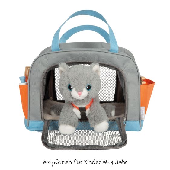 small foot Set De Soin 14 Pièces Pour Chatons avec Sac, Bébé Chat et Beaucoup d’Accessoires - Gris
