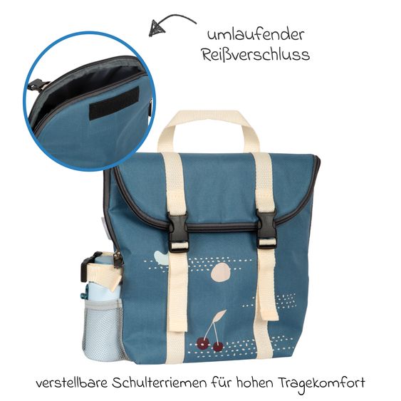 small foot Zaino da picnic 14 pz. con piatti, bicchieri, posate, thermos, coltello pieghevole e coperta - Tasty - Blu