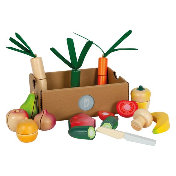 small foot 15-tlg. Schneide-Set Obst und Gemüse mit Korb und viel Zubehör - Fresh - Bunt