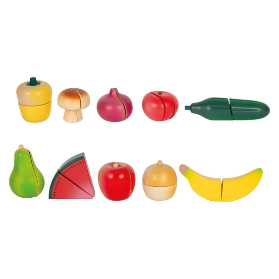 small foot Set de Découpe 15 Pièces Fruits Et Légumes Avec Panier Et Beaucoup D’Accessoires - Fresh - Multicolore