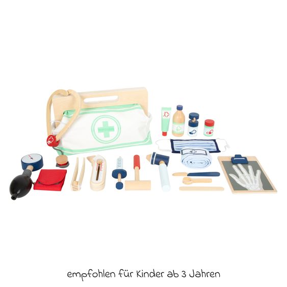 small foot 18-tlg. Arzttaschen-Set mit Blutdruckmessgerät, Stethoskop, Spritze und viel Zubeör - Bunt