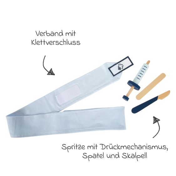 small foot 18-tlg. Arzttaschen-Set mit Blutdruckmessgerät, Stethoskop, Spritze und viel Zubeör - Bunt