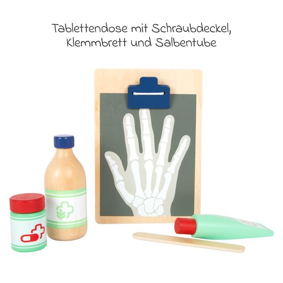 small foot 18-tlg. Arzttaschen-Set mit Blutdruckmessgerät, Stethoskop, Spritze und viel Zubeör - Bunt