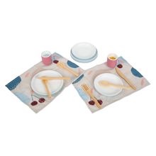 18-tlg. Geschirr-Set Tasty inkl. Teller, Becher, Besteck & Platzsets für 2 Personen - Bunt