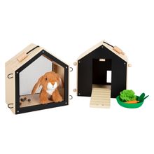 18-pcs. Rabbit Hutch with drain incl. 2 playpen fences, plush bunny & accessories - Colourful