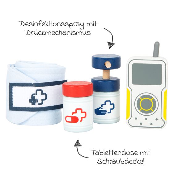 small foot 18-tlg. Notarztrucksack mit viel Zubehör - Bunt