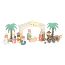 19-tlg. Spielset Holzkrippe Weihnachtsgeschichte - Bunt