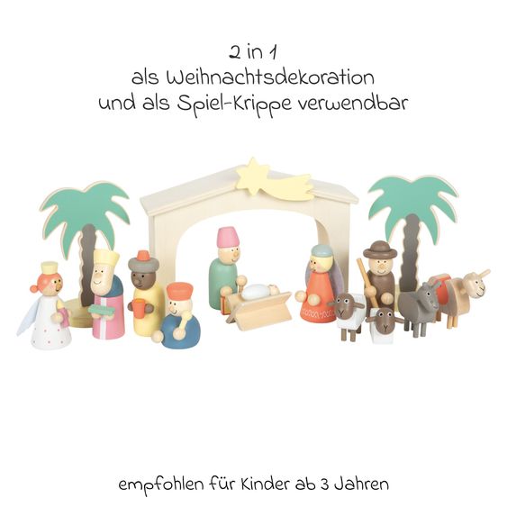 small foot 19-tlg. Spielset Holzkrippe Weihnachtsgeschichte - Bunt