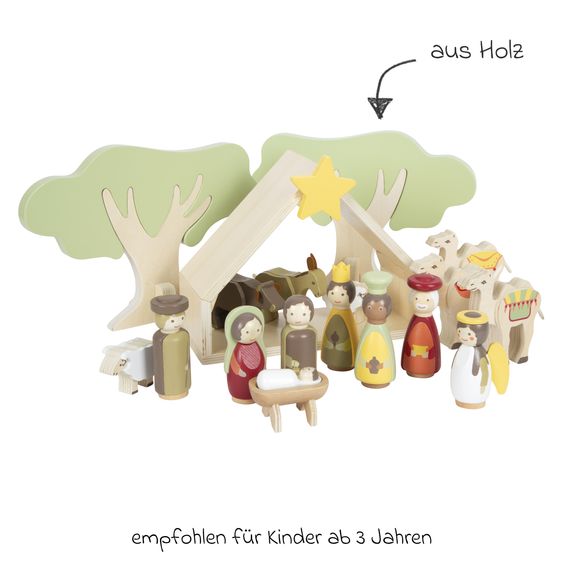 small foot 19 tlg. Spielset Weihnachtskrippe aus Holz - Bunt