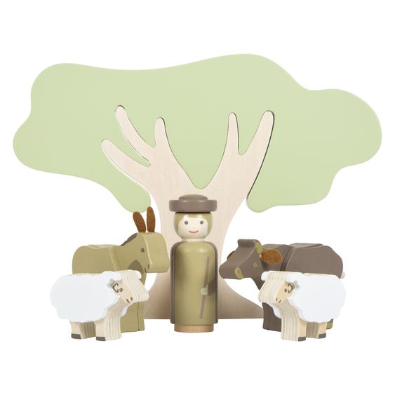 small foot 19 tlg. Spielset Weihnachtskrippe aus Holz - Bunt