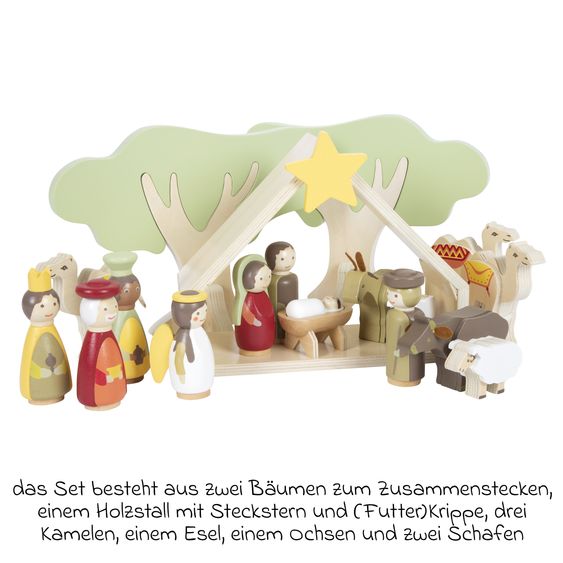 small foot 19 tlg. Spielset Weihnachtskrippe aus Holz - Bunt