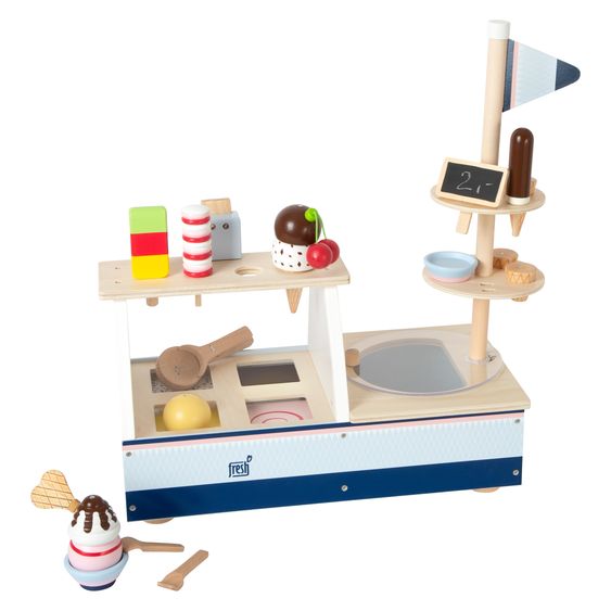 small foot 21-pcs Ice Cream Counter Playset Fresh wooden - Colourful