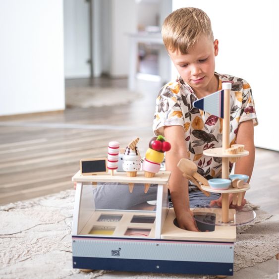 small foot 21-pcs Ice Cream Counter Playset Fresh wooden - Colourful