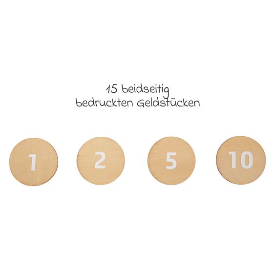 small foot 26-tlg. Kassen-Set mit Taschenrecher, Handscanner, Monitor inkl. 15 Geldstücke - Weiß