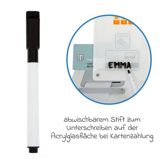 small foot 26-tlg. Kassen-Set mit Taschenrecher, Handscanner, Monitor inkl. 15 Geldstücke - Weiß