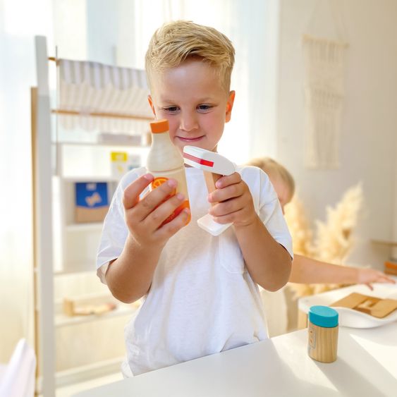 small foot 26-tlg. Kassen-Set mit Taschenrecher, Handscanner, Monitor inkl. 15 Geldstücke - Weiß