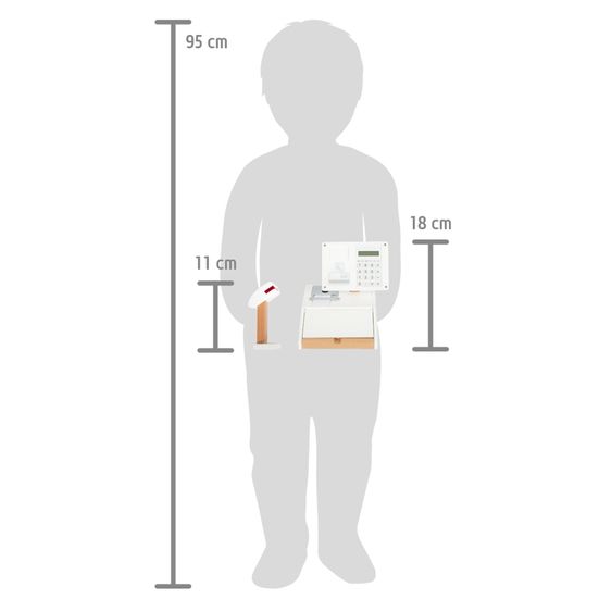 small foot 26-tlg. Kassen-Set mit Taschenrecher, Handscanner, Monitor inkl. 15 Geldstücke - Weiß