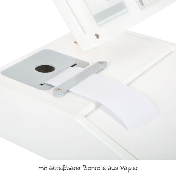 small foot 26-tlg. Kassen-Set mit Taschenrecher, Handscanner, Monitor inkl. 15 Geldstücke - Weiß
