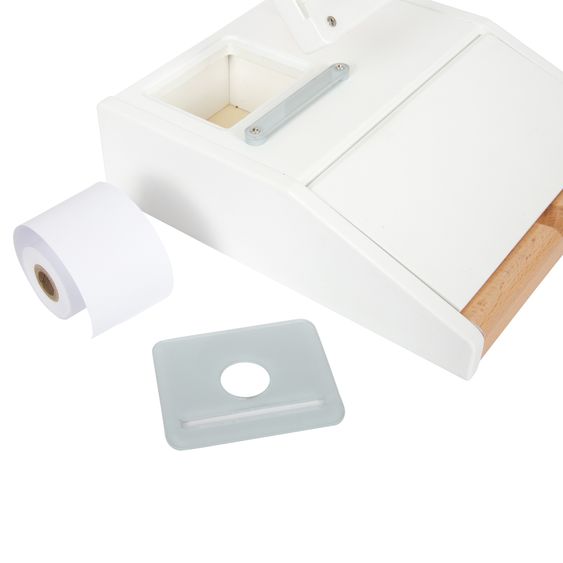 small foot 26-tlg. Kassen-Set mit Taschenrecher, Handscanner, Monitor inkl. 15 Geldstücke - Weiß