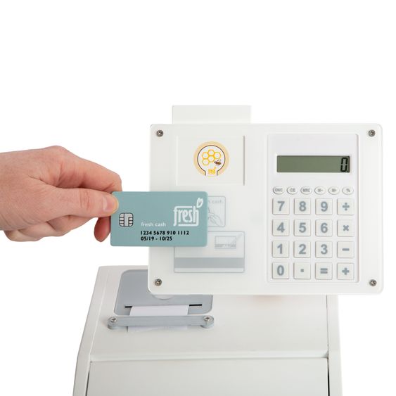 small foot 26-tlg. Kassen-Set mit Taschenrecher, Handscanner, Monitor inkl. 15 Geldstücke - Weiß