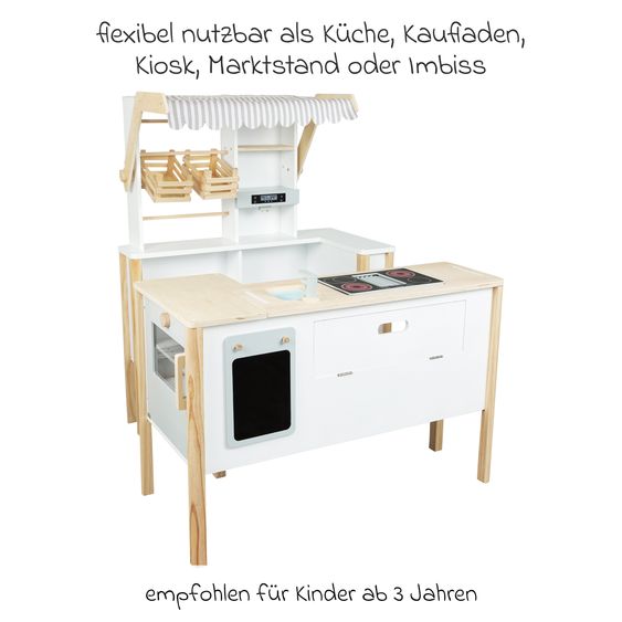 small foot 2in1 Kaufladen und Küche Fresh flexibel nutzbar als Kaufladen, Küche, Kiosk oder Imbiss - Weiß